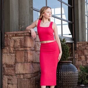 Z Supply Pink Midi Pencil Skirt Set